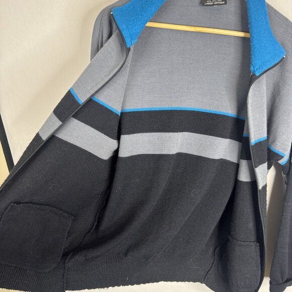 Vintage White Ram Men L Ramtuk Full Zip Wool Blend Sweater Jacket Gray Blue Ski - Picture 6 of 6